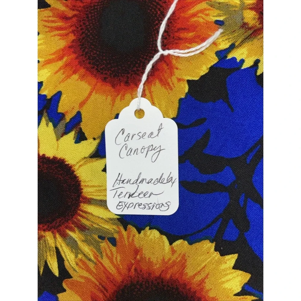 **Handmade‎ Baby Infant Car Seat Canopy-Cover Floral Blue Sunflower